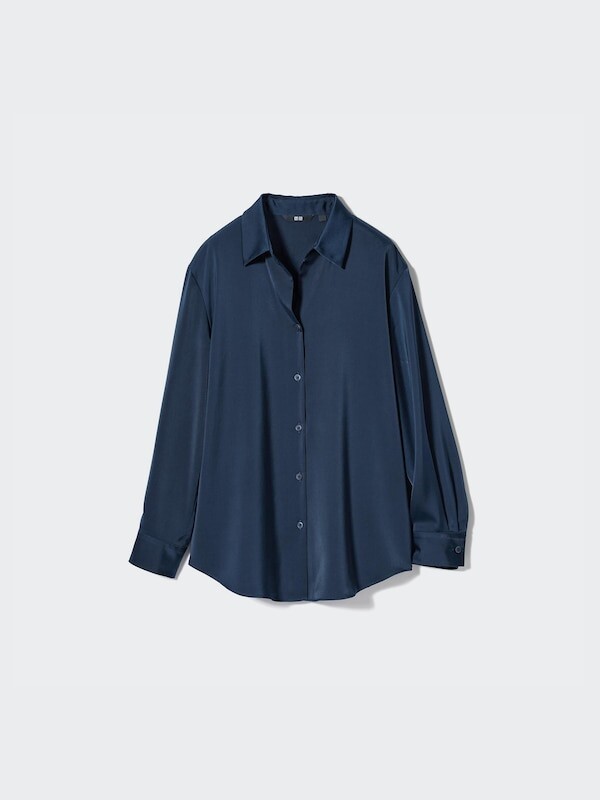 

Атласная блузка Uniqlo, синий
