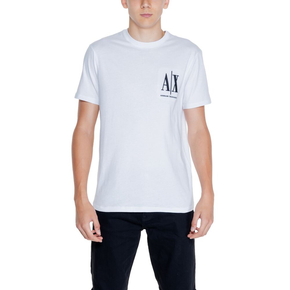 

Футболка из хлопка черного и белого цветов Armani Exchange