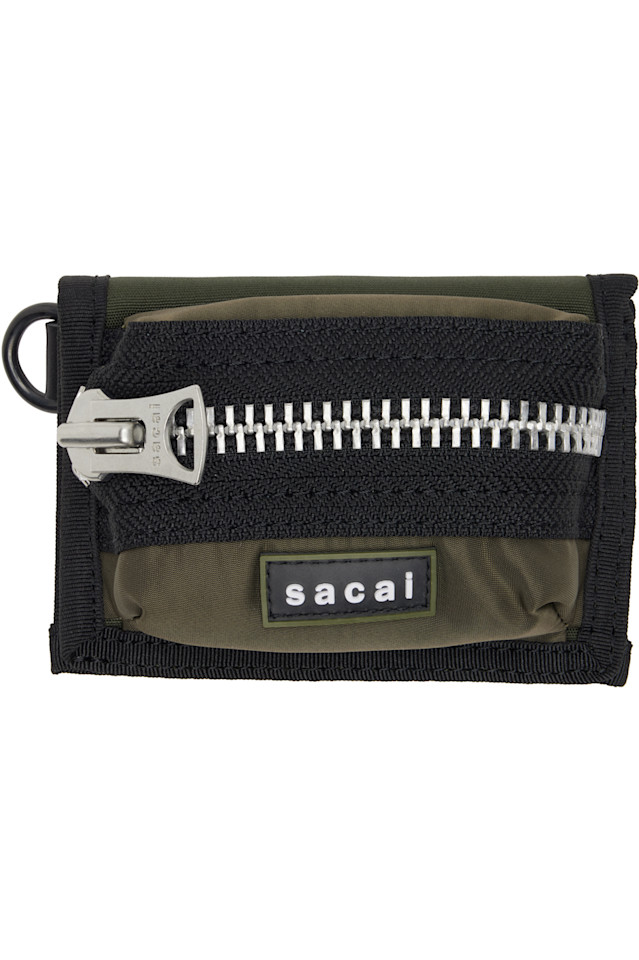 

Sacai Карманный трехсекционный кошелек цвета хаки