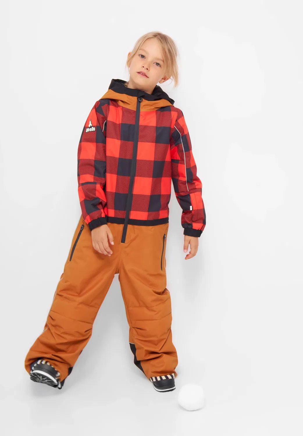 Снего-комбинезон TEDDYDO в клетку, WeeDo, leather brown red checkered — фото 3