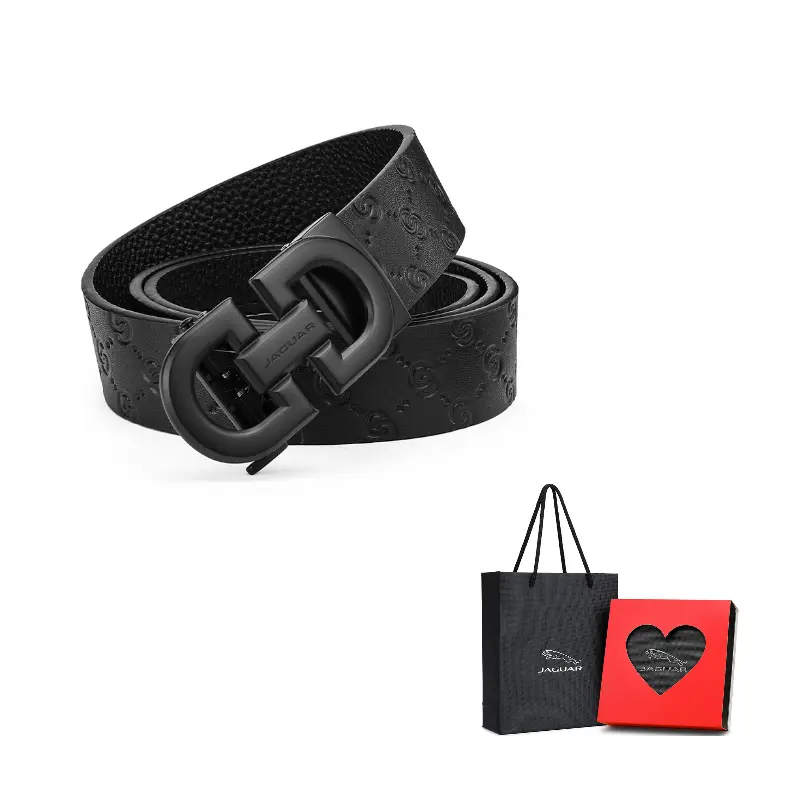 

JAGUAR Мужской кожаный ремень из коровьей кожи черный шириной 3,5 см, Black