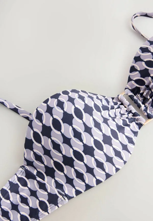 Бикини-Топ стандартного кроя на косточках Next, Navy Blue Geometric — фото 3