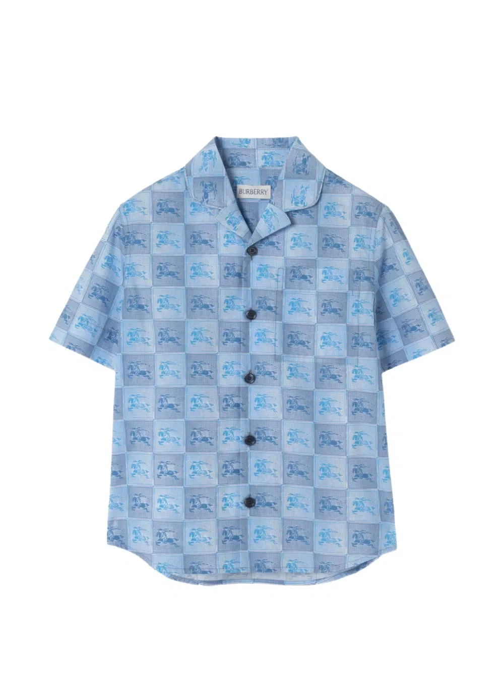 Хлопковая рубашка в клетку Ekd Burberry Kids, синий