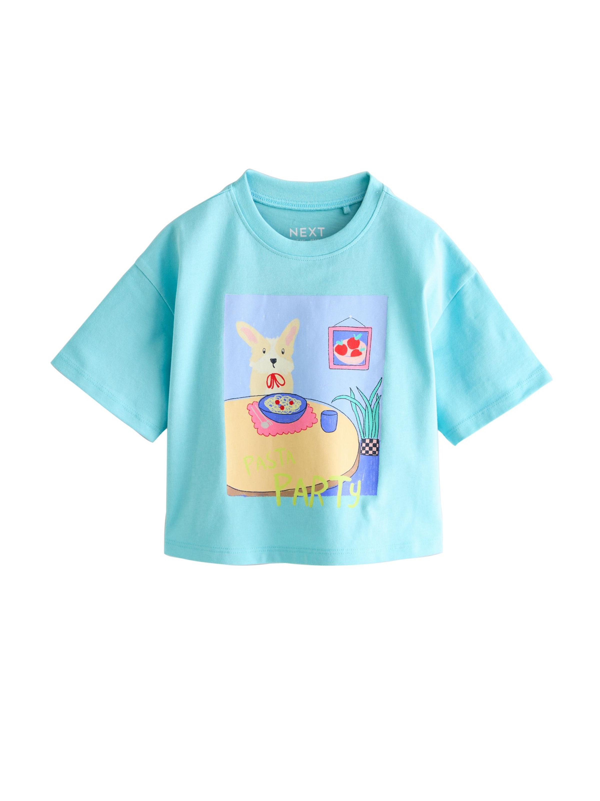 

Next Футболка в синем дениме, неоново-синяя