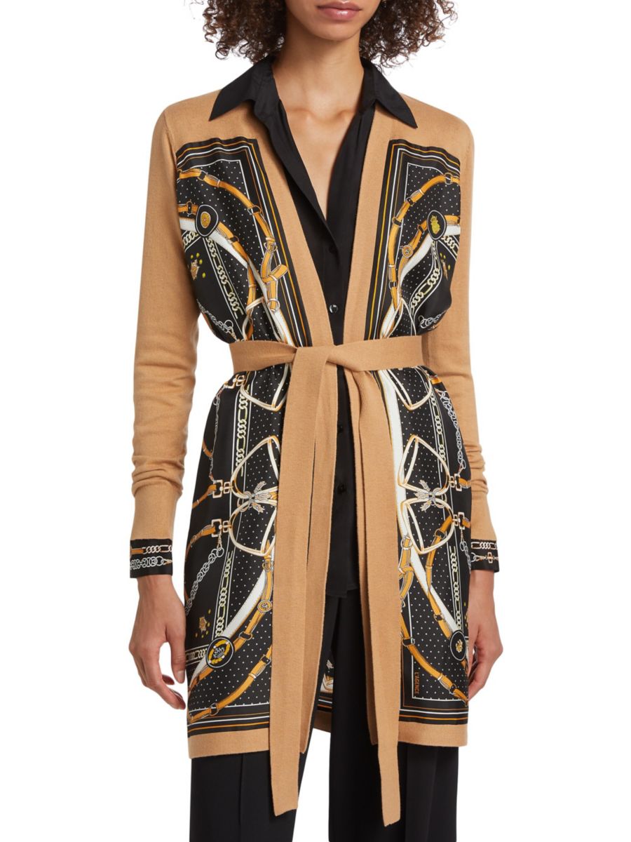 

Кардиган с шелковыми вставками Beverly L'AGENCE, цвет Black Camel Buckle Scarf