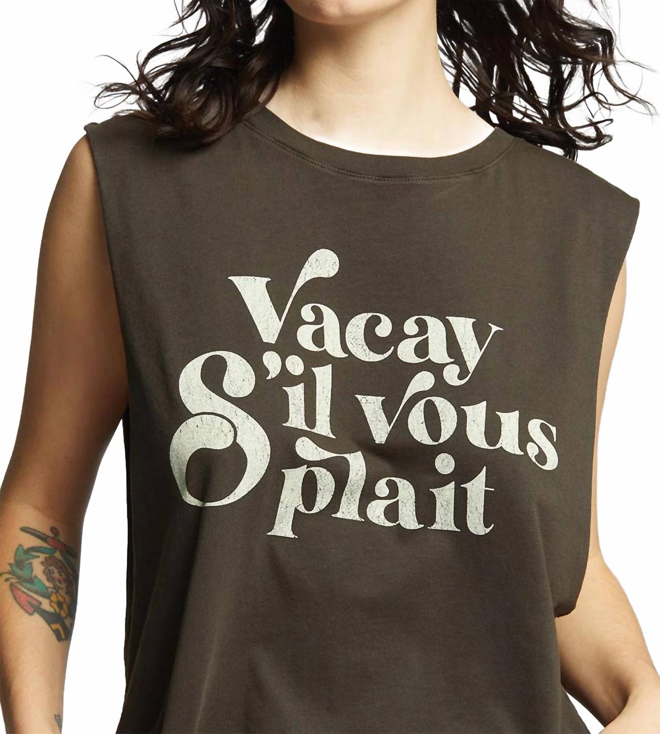 

Vacay S'il Vous Plaît майка-борцовка в винтажном черном Recycled Karma