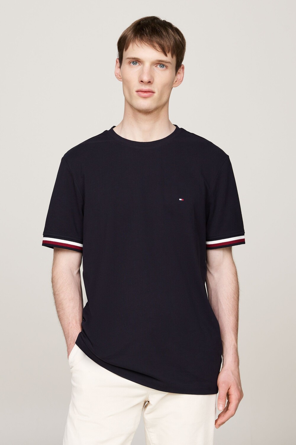 

Футболка пике с манжетами в полоску Global Tommy Hilfiger, синий