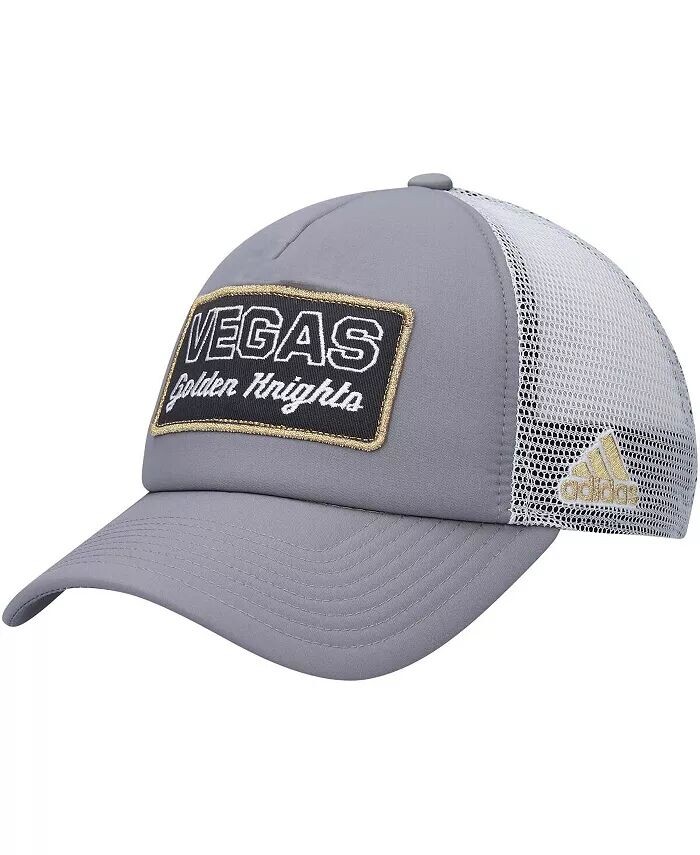 

Мужская серо-белая кепка Vegas Golden Knights из пеноматериала для раздевалки Trucker Snapback Adidas