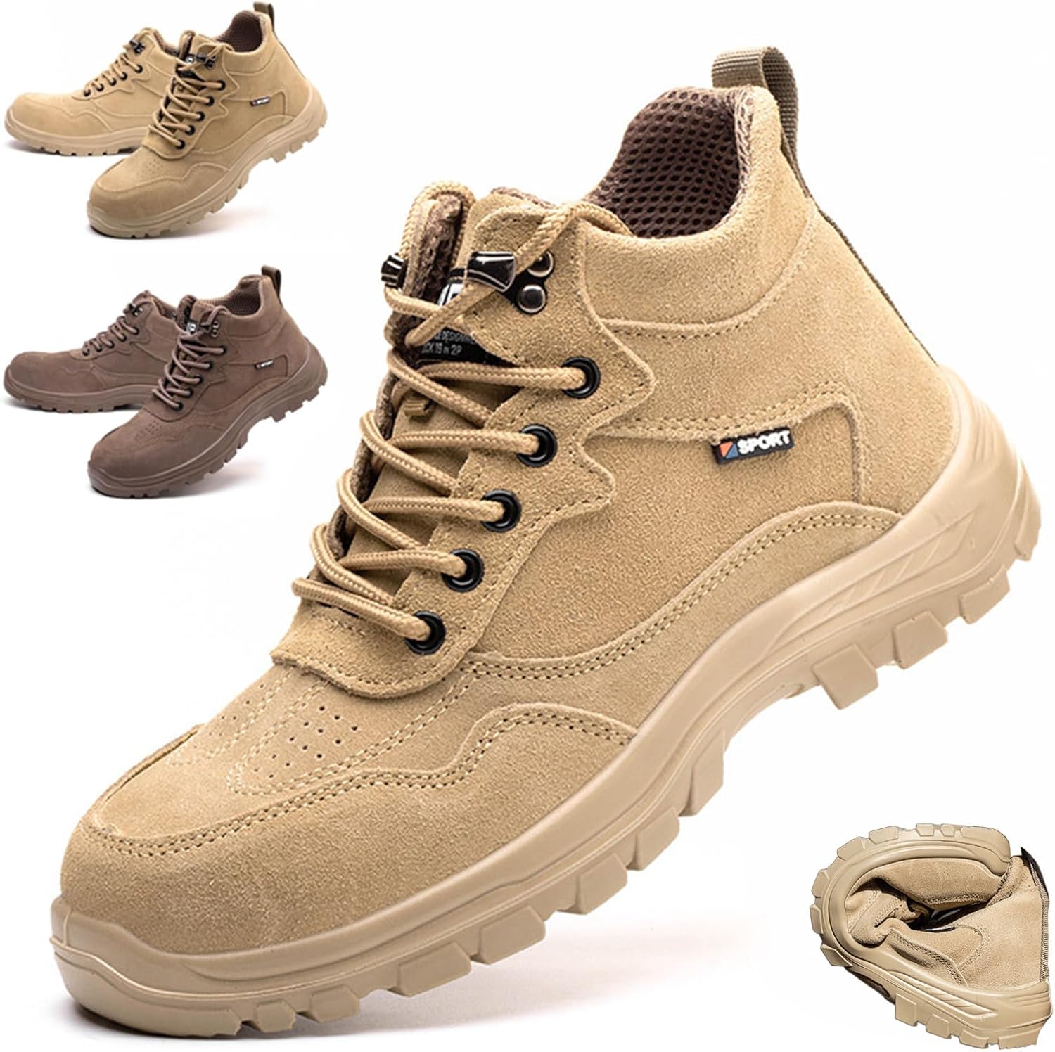 

Стальные ботинки для женщин и мужчин, неразрушимые защитные ботинки унисекс, удобные, дышащие, проколоустойчивые кроссовки Generic, желтый