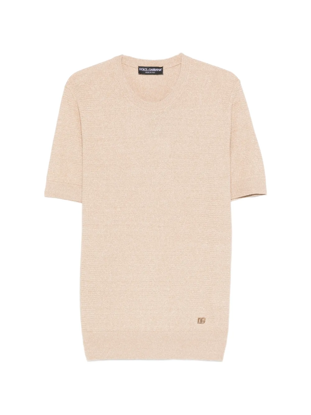 

Футболка с короткими рукавами и вышитым логотипом Dolce & Gabbana, бежевый