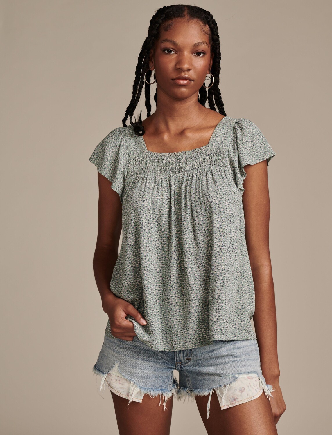 

Женский топ Lucky Brand с присборенным воротником Slv, цвет Light Green
