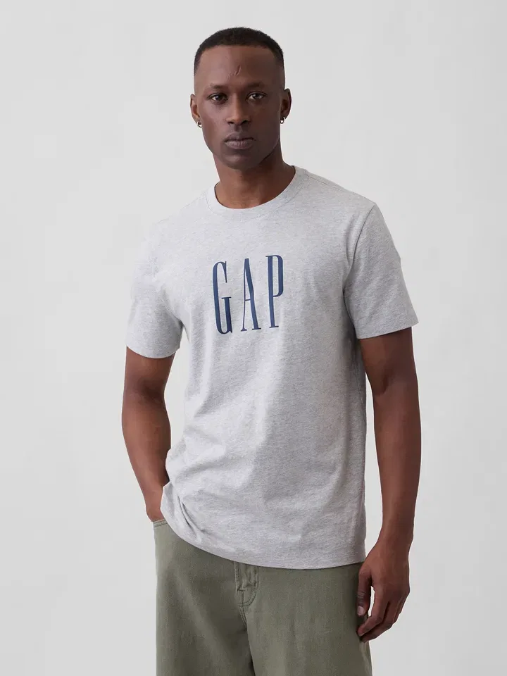Футболка, меланжевая, GAP, светло-серый
