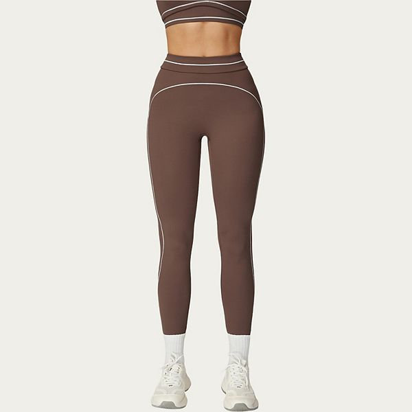 

Женские леггинсы с высокой талией, моделирующие фигуру, с контрастными швами и эластичной тканью Anna-Kaci, Brown