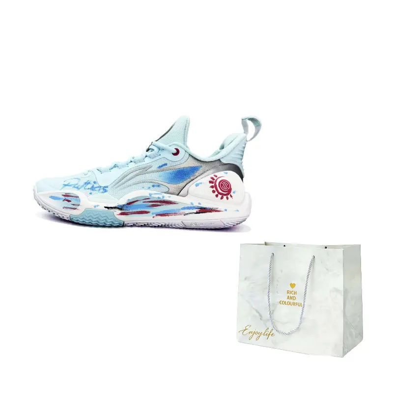 

Li-Ning Speed 9 Ice Wave Fabric Cushioning Abrasion Resistant Slip Resistant низкие баскетбольные кроссовки Unisex Blue White