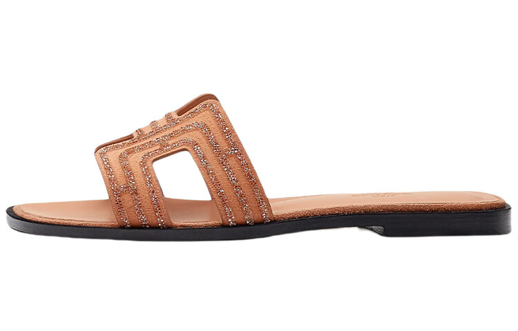 Оранские шлепанцы женские телесного цвета Hermes