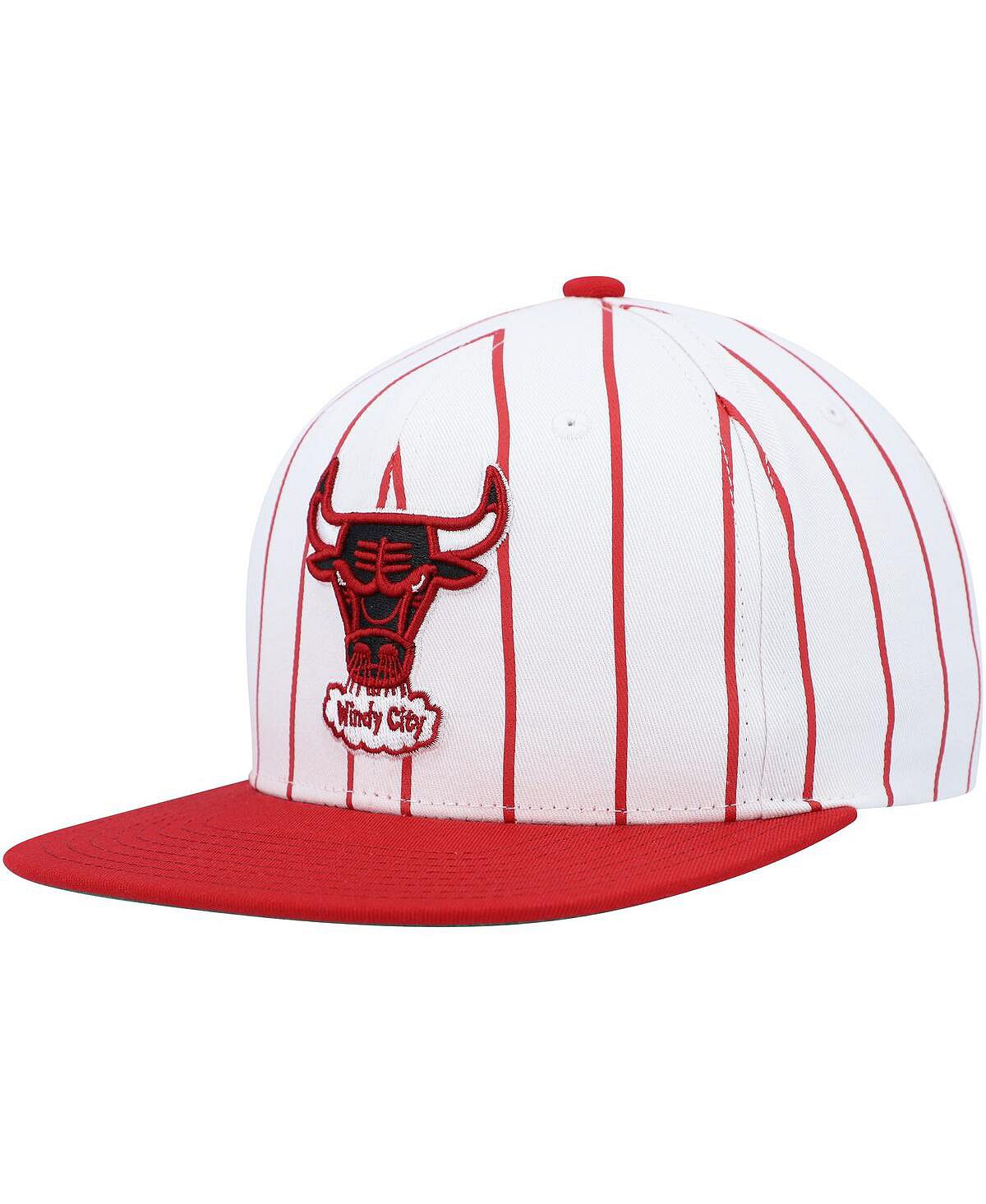 

Мужская белая классическая бейсболка Chicago Bulls в тонкую полоску Snapback из твердой древесины Mitchell & Ness