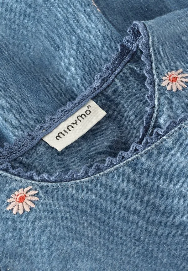 Платье из шамбре с коротким рукавом и вышивкой. Minymo, Faded Denim — фото 4