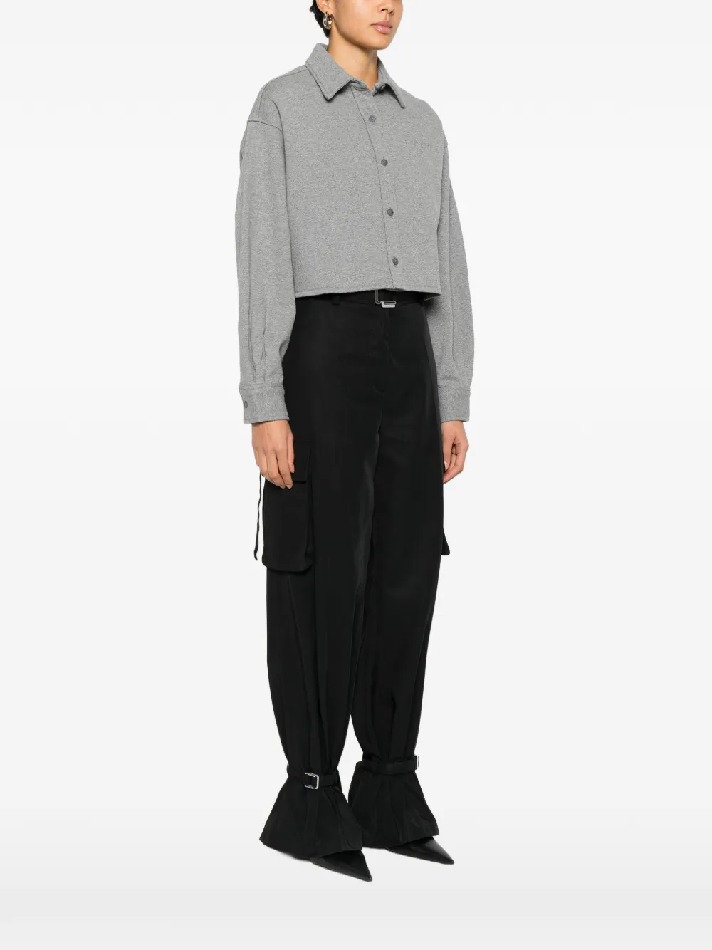 Укороченный топ на пуговицах Alexander Wang, серый — фото 3