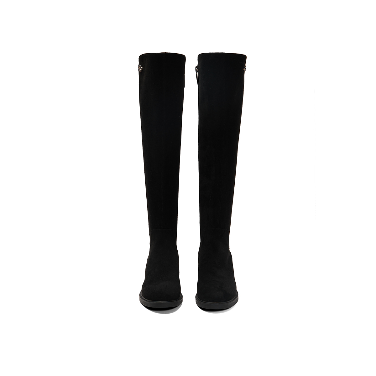 PT'SON Высокие сапоги женские черные из черной коровьей кожи на меху, цвет Black Cow Leather Fleece-Lined — фото 3