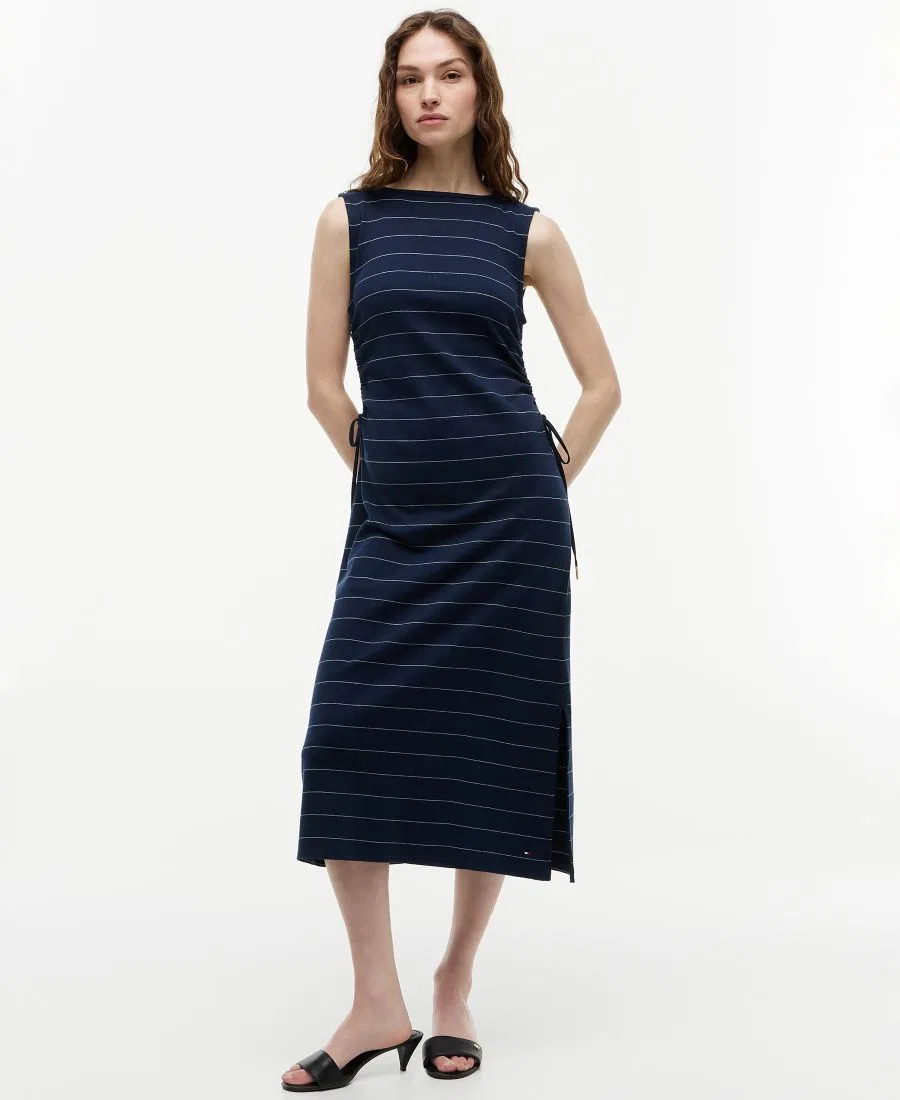 Женское миди-платье с завязками и вырезом-лодочкой Tommy Hilfiger, Classy Stripe Dark Night Navy/Ecru