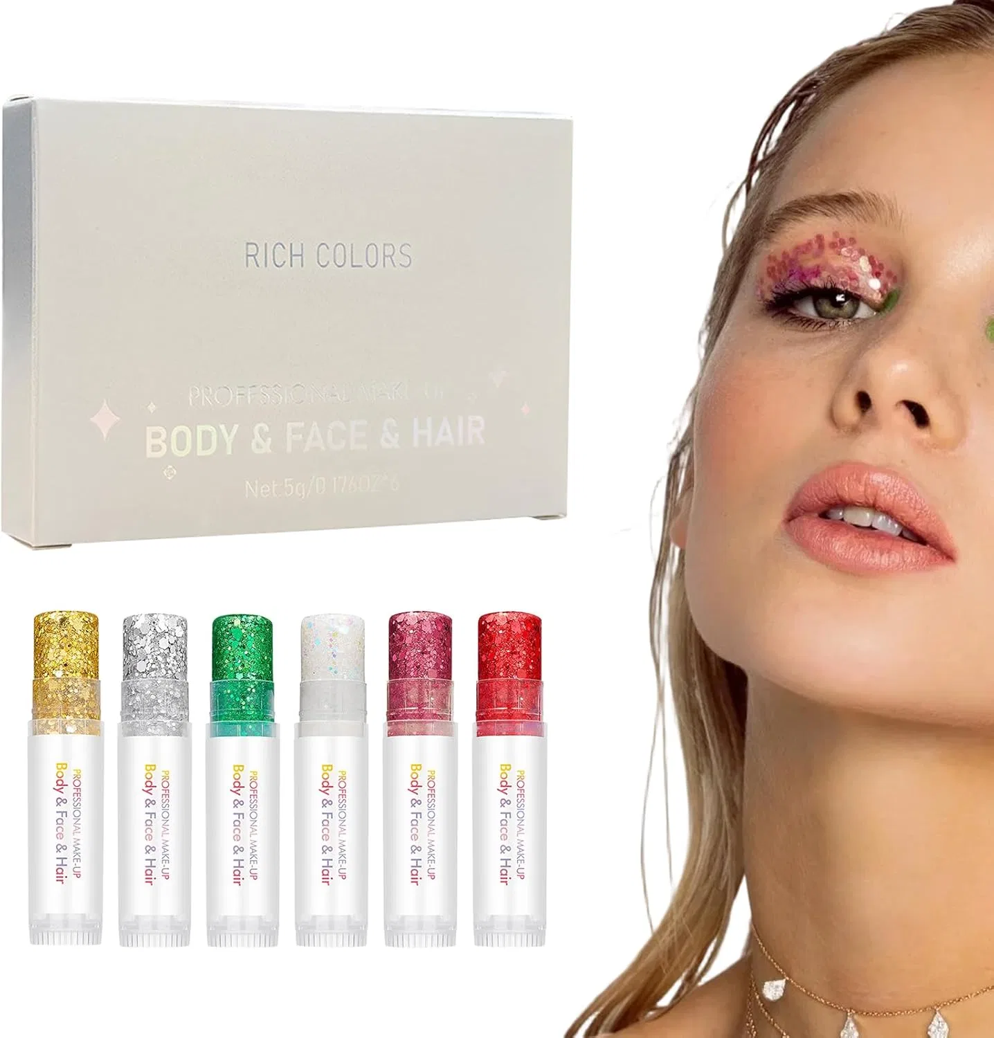 Блеск для тела 6 цветов Glitter Stick
