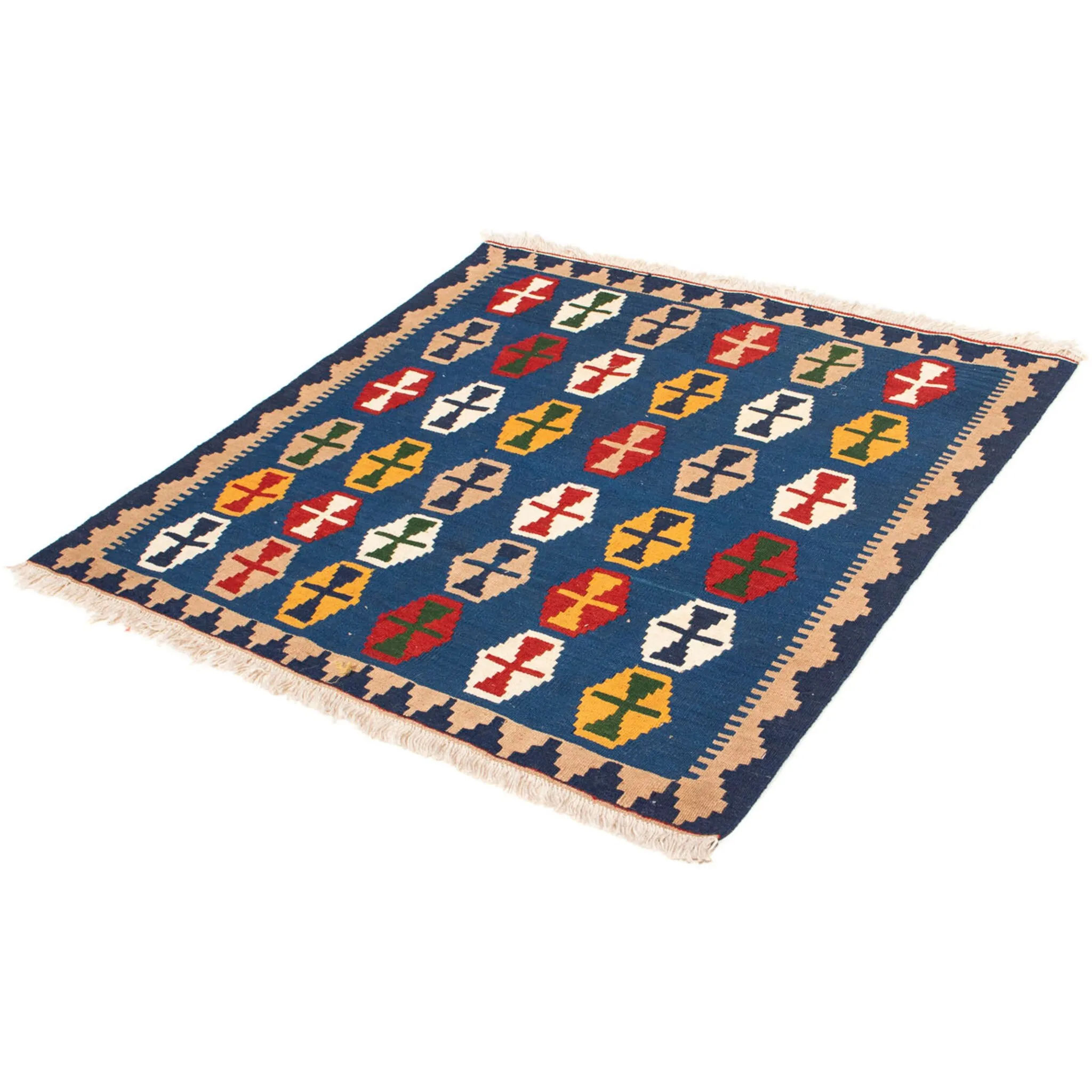 

Шерстяной ковер Morgenland «Kilim - Oriental Square - 96 x 96 см - темно-синий», квадратный, высота 6 мм, гостиная, цельный