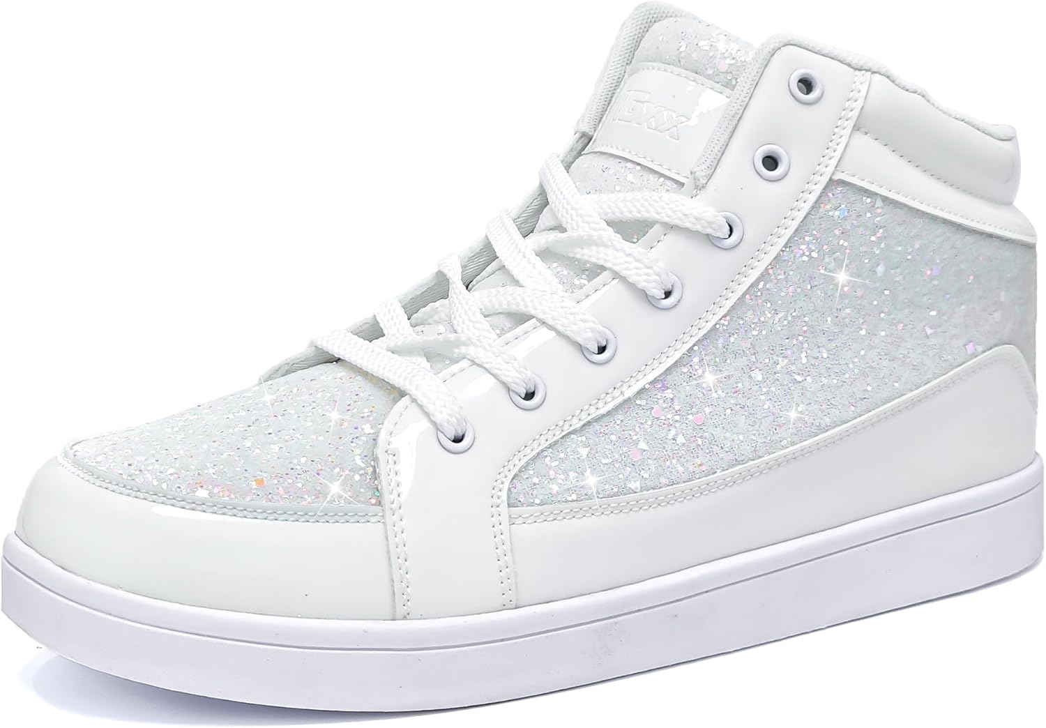 

Мужские кроссовки IGxx Glitter White белые с блестками, модные высокие повседневные с пайетками, блестящие и сверкающие