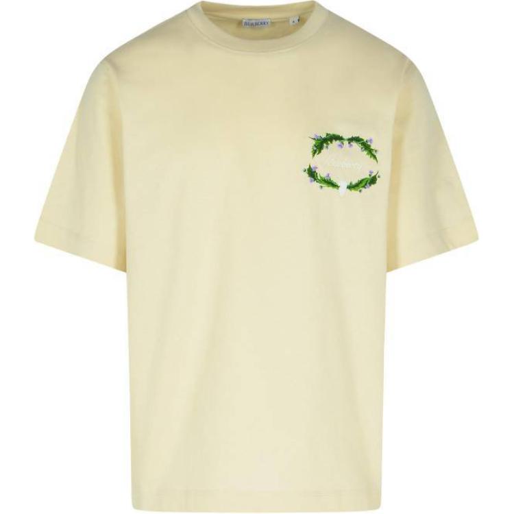 

Футболка с вышитым логотипом Burberry, желтая