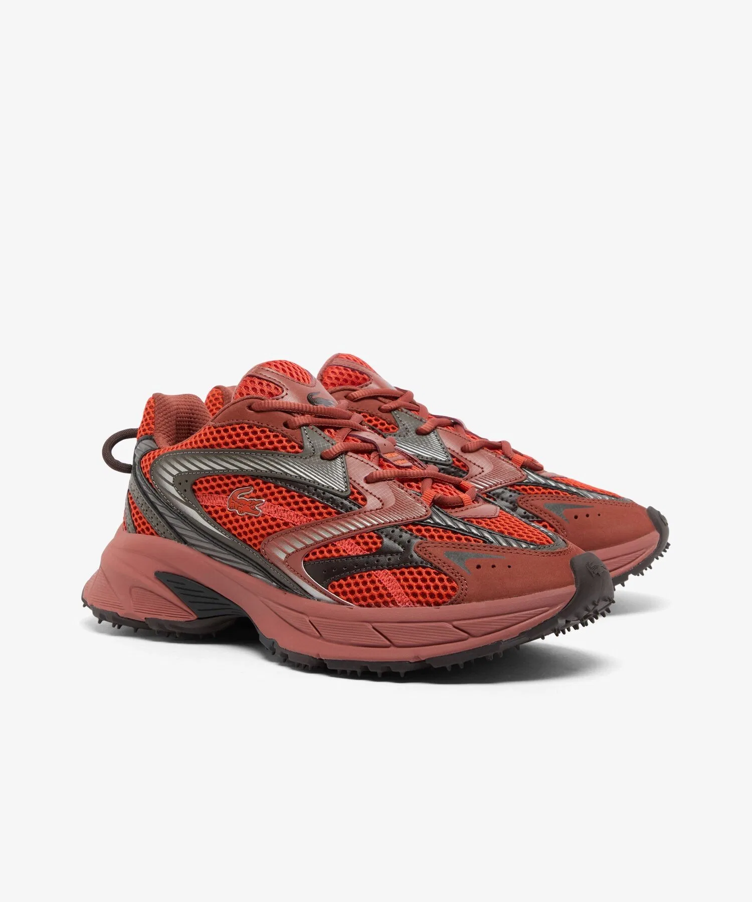 Мужские кроссовки LACOSTE L003 NEO SHOT 225 с кожаными вставками красные — фото 2