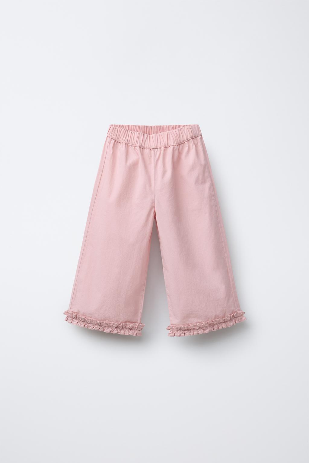 

Брюки из поплина с оборками ZARA, розовый