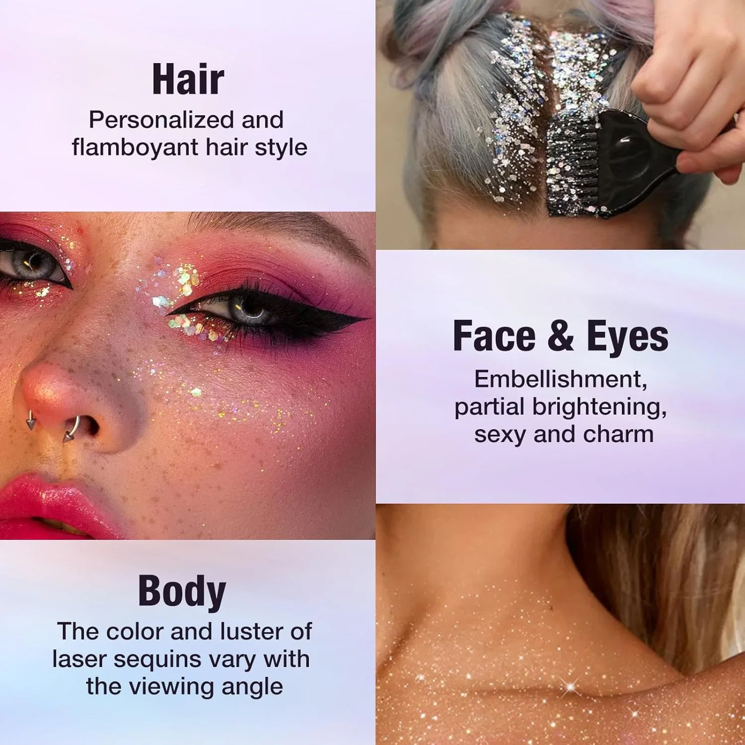 Палетка для лица и тела Glitter 8 цветов Beauty Glazed разноцветная — фото 4