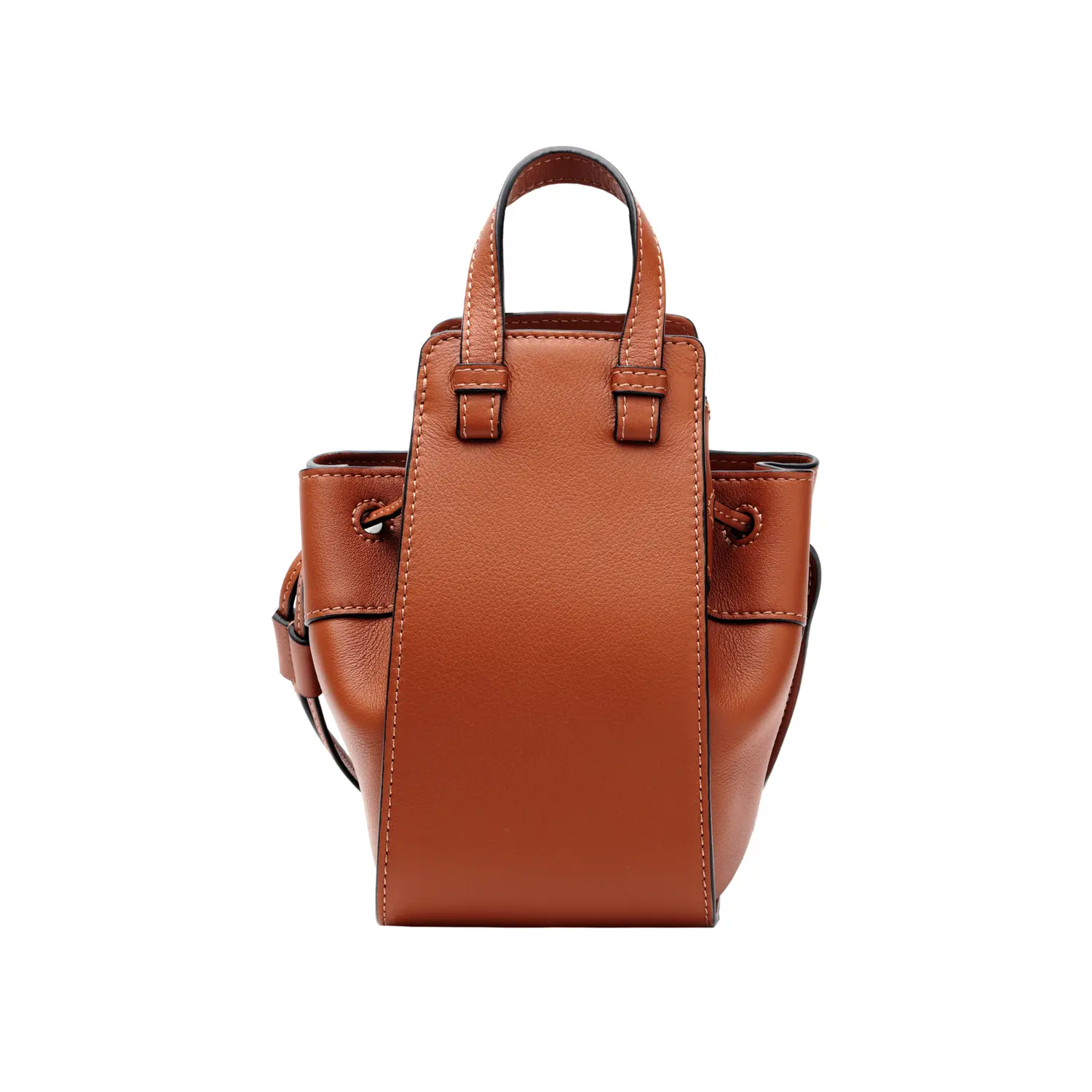 LOEWE Кожаная сумка-гамак через плечо мини женская коричневая карамельная — фото 2