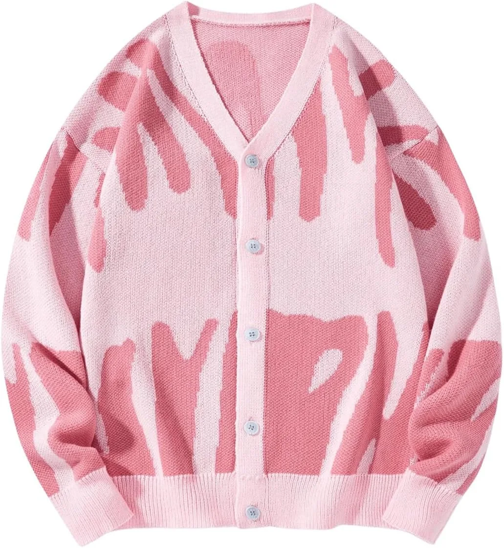 

Кардиган мужской Y2K с длинным рукавом и V-образным вырезом SweatyRocks