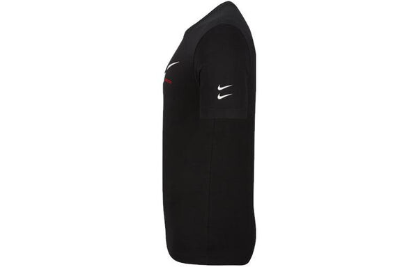 Футболка с принтом логотипа Swoosh, трикотажные, с круглым вырезом и коротким рукавом, Nike, черный — фото 2
