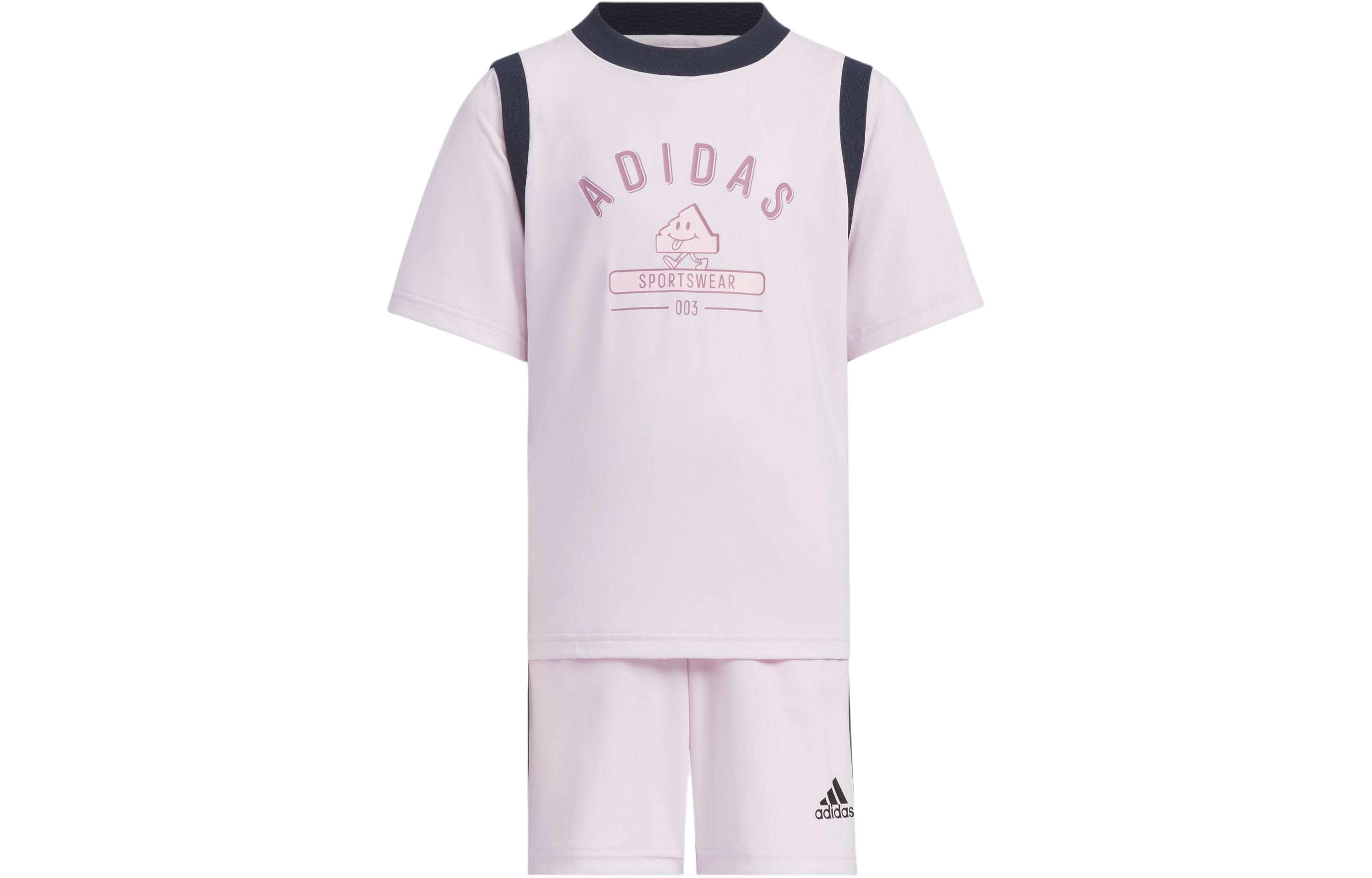 Детский спортивный костюм Adidas розовый, комплект одежды (розовый+розовый) — фото 2