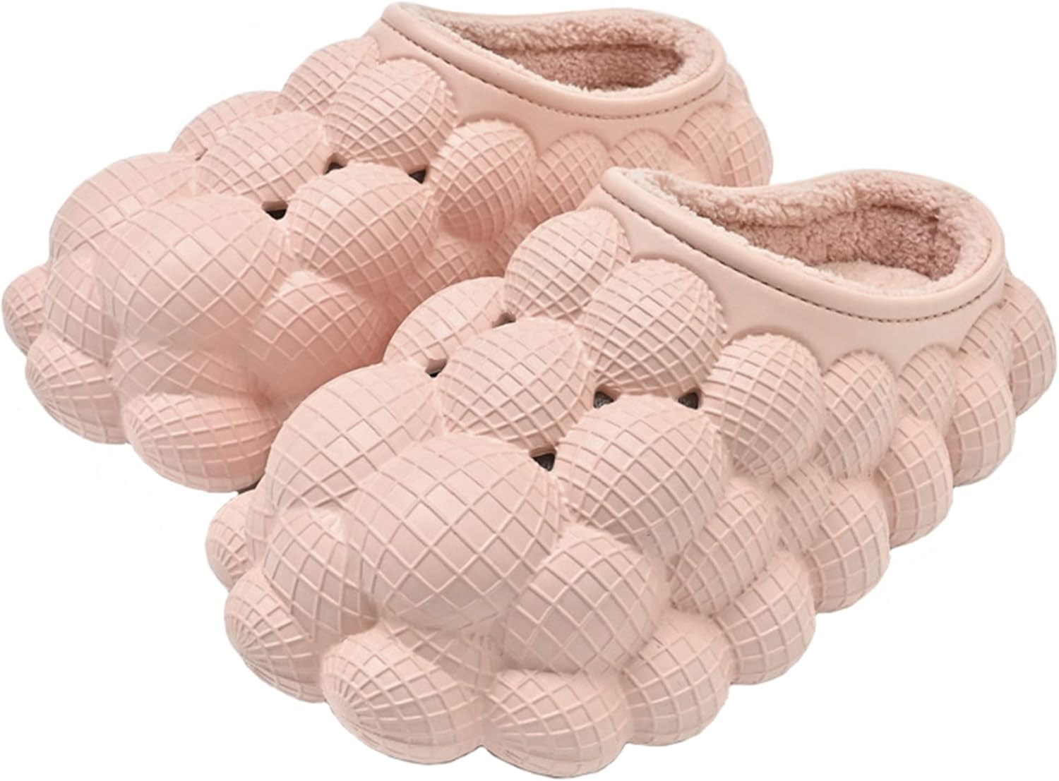 

Массажные тапочки с пузырьками из хлопка личи с плюшевой подкладкой Aulunrux, розовый