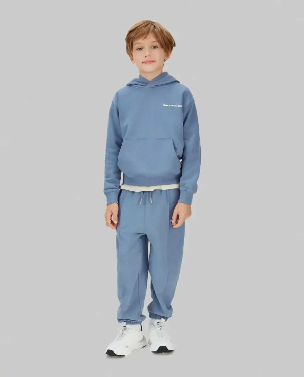 Детская толстовка с капюшоном свободного кроя Calvin Klein, синий — фото 4