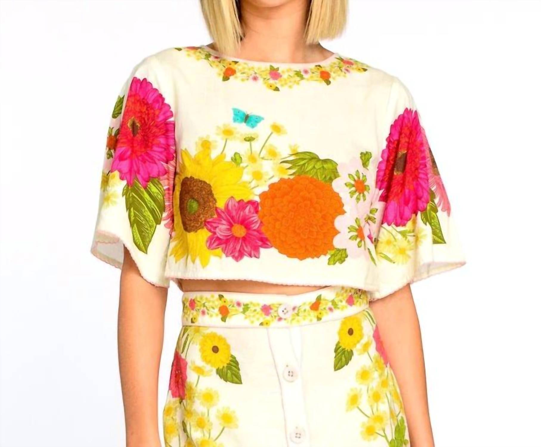 

Топ Paloma с круглым вырезом в цвете айвори Elizabeth James The Label, слоновая кость