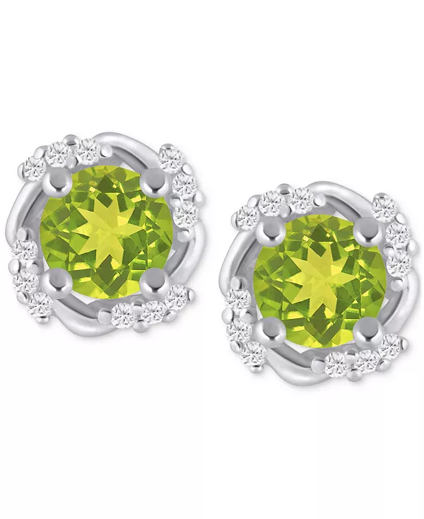

Серьги-Гвоздики 1/3 дюйма в оправе из драгоценных камней и бриллиантов из 14-каратного желтого золота (также из 14-каратного белого золота) Macy'S, peridot
