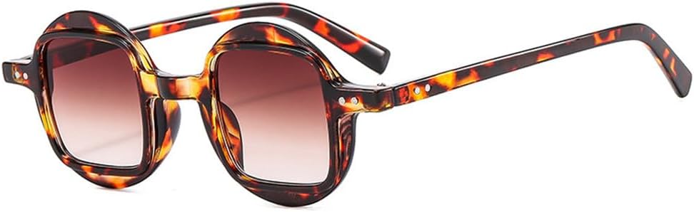 

Женские круглые солнцезащитные очки в стиле ретро-панк с прозрачными градиентными линзами и защитой от УФ-излучения UV400. Мужские солнцезащитные очки с заклепками, двухцветные LANGSER, Leopard Tea Gradient