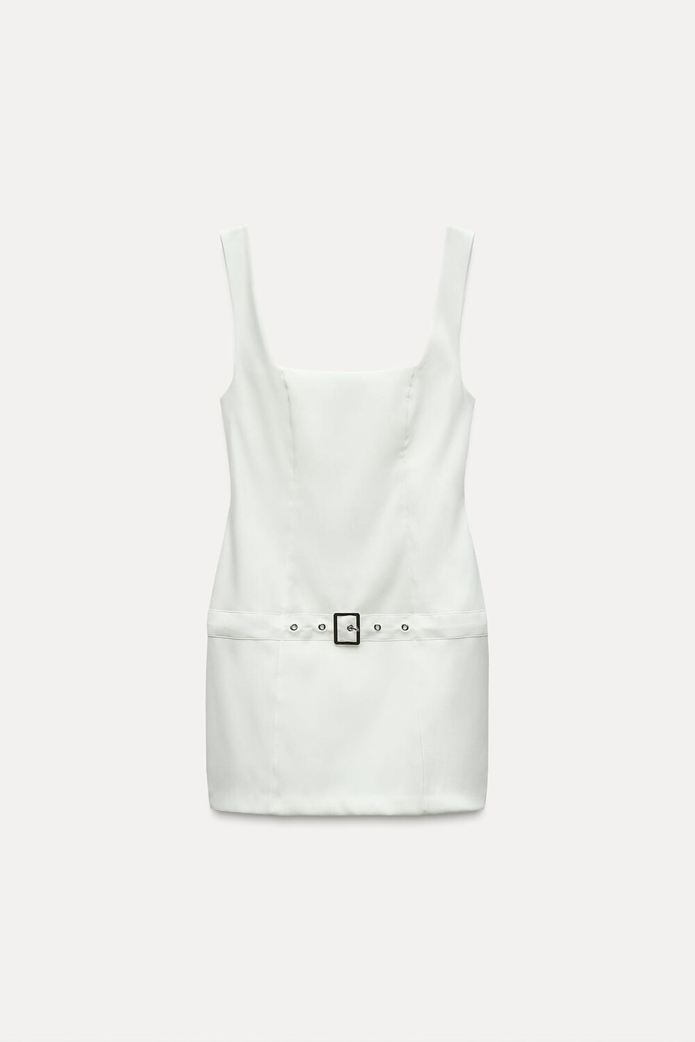 

Платье стрейч с поясом ZARA, белый