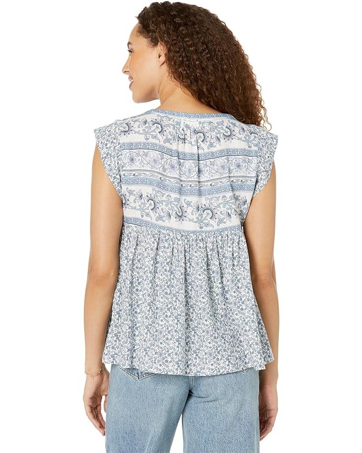 

Топ Lucky Brand Printed Flutter Sleeve Top, цвет Indigo Multi