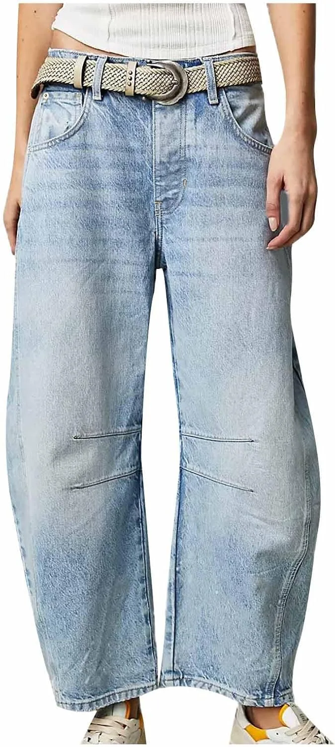 

Akklian джинсы для женщин с широкими штанинами, завышенной талией и прямым кроем