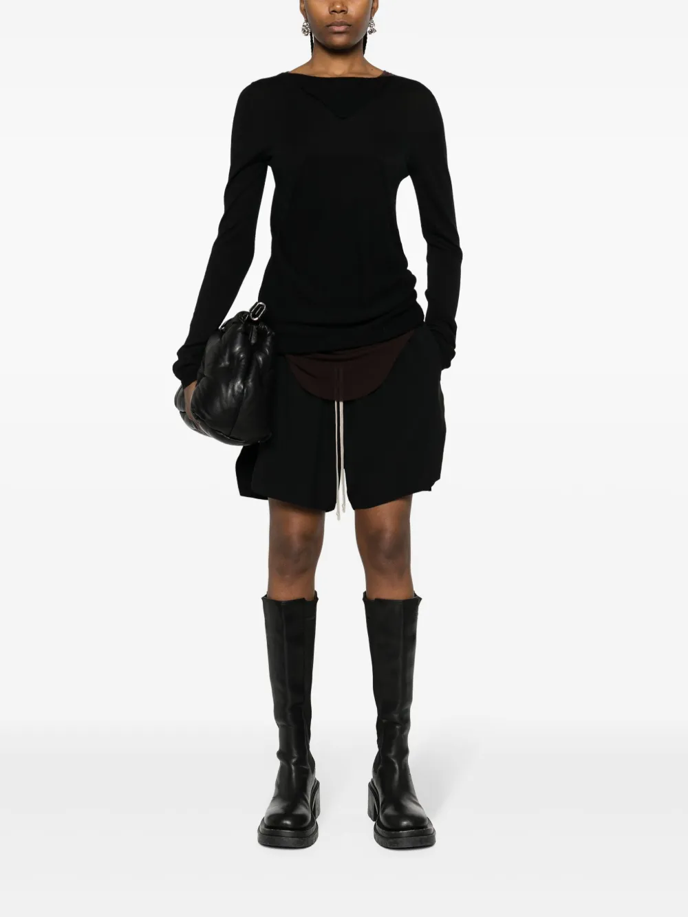 Шорты с кулиской и разрезами Rick Owens, черный — фото 2