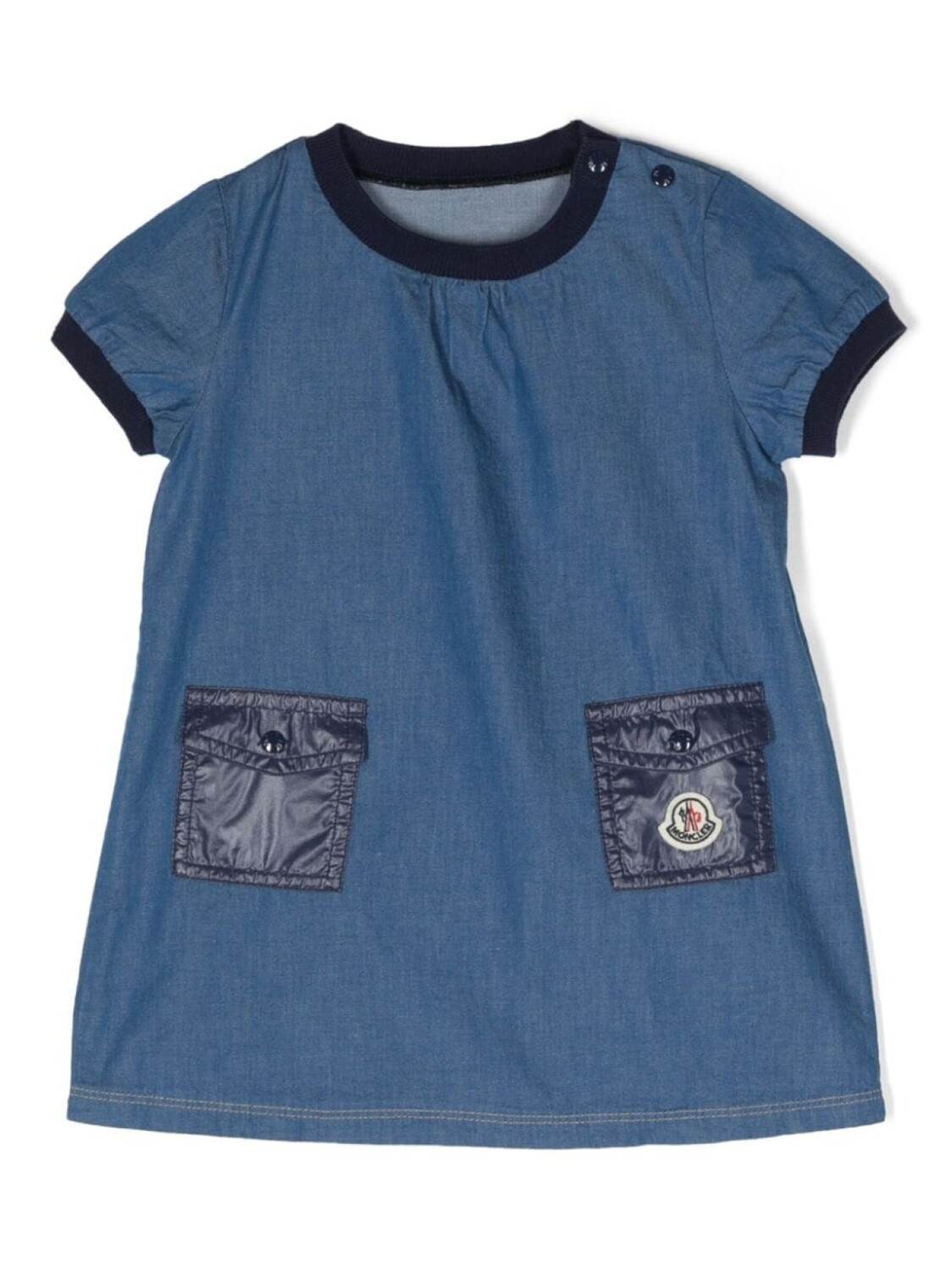 

Moncler Enfant джинсовое платье с логотипом, синий
