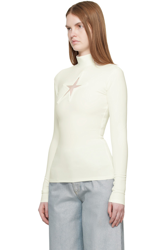 Mugler Водолазка из плотной лайкры Off-White — фото 4
