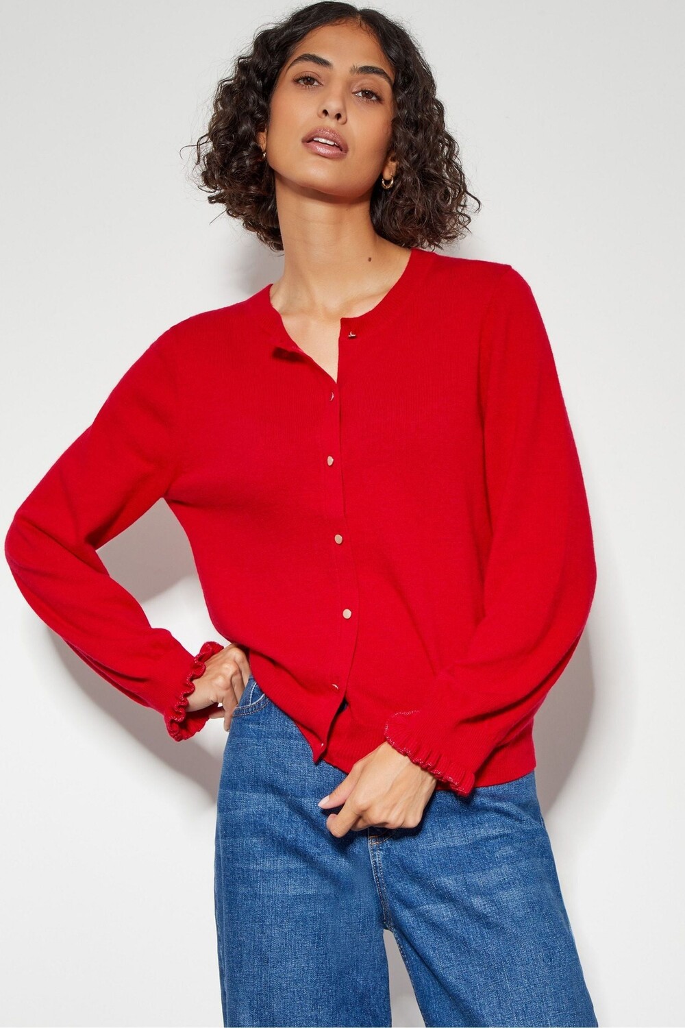 

Кардиган Cora с оборкой и круглым вырезом Monsoon, красный