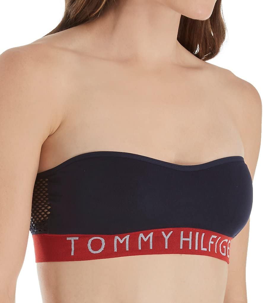 

Женский бесшовный бюстгальтер-бандо с логотипом в стиле ретро от Tommy Hilfiger, Navy Blazer Blue
