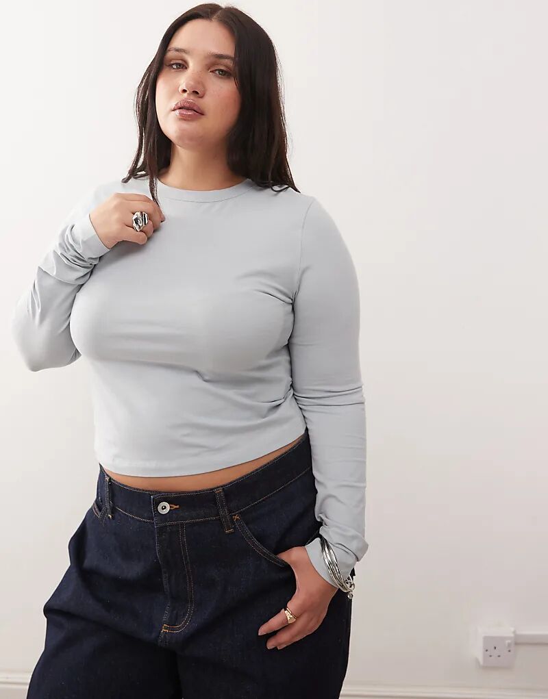 

Детская футболка с длинными рукавами COLLUSION Plus стального синего цвета