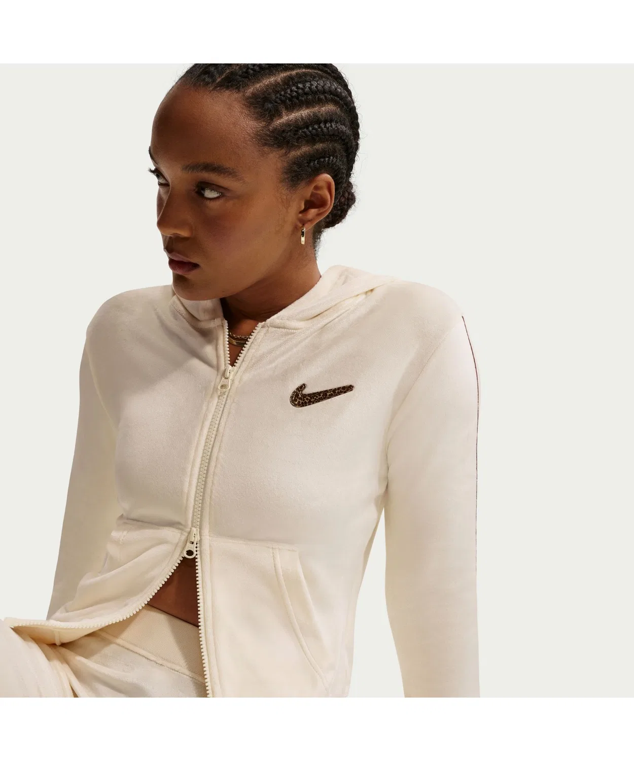 Флисовая кофта Nike с полной молнией, бежевая
